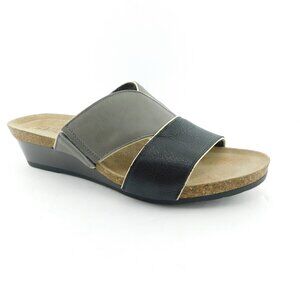 NAOT Black Gray Leather Slide Wedge Heel Sandals 11 / 42